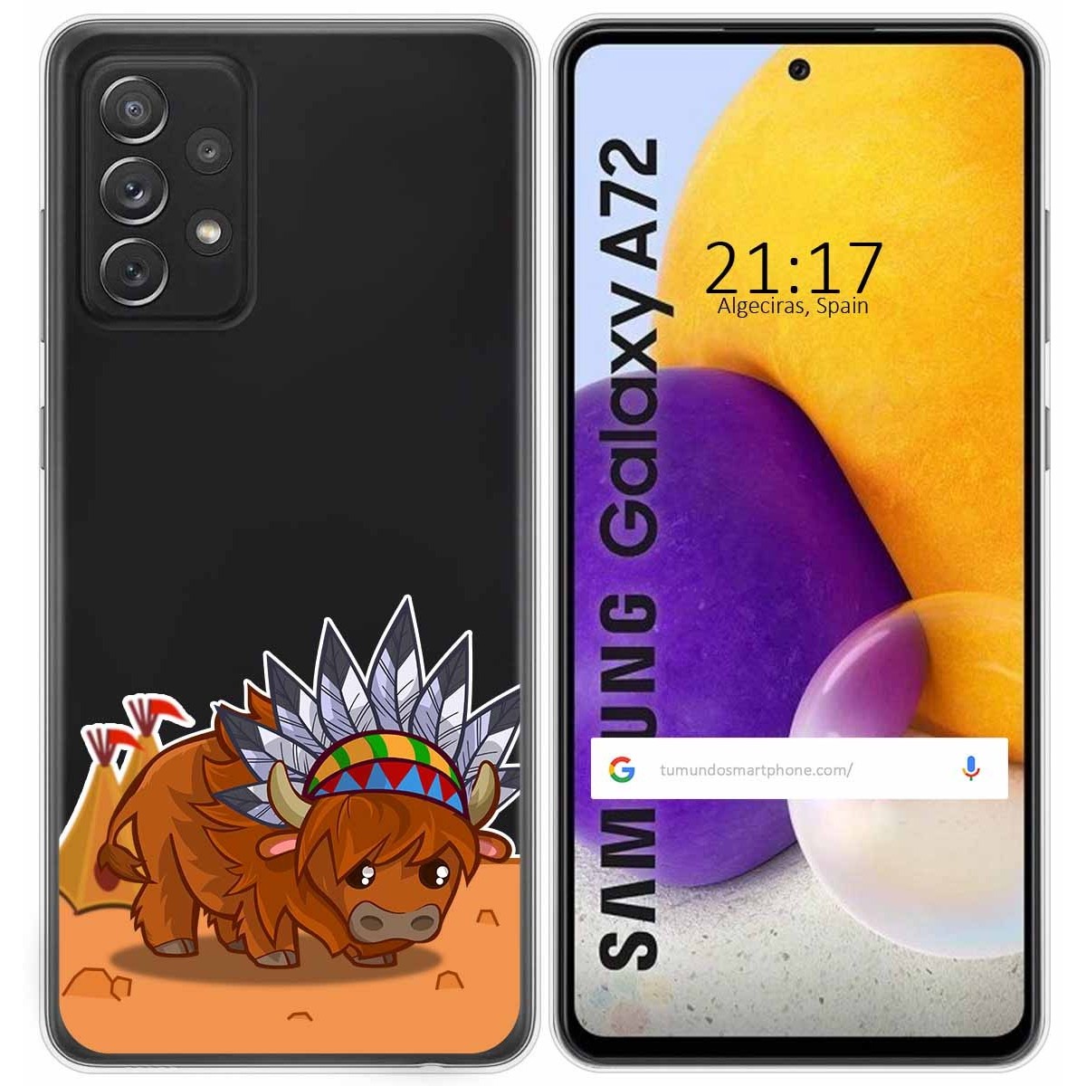 Funda Gel Transparente para Samsung Galaxy A72 diseño Bufalo Dibujos