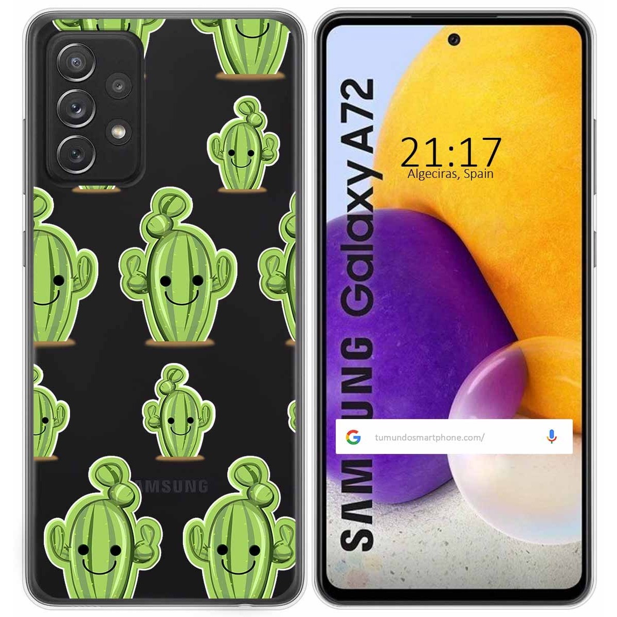 Funda Gel Transparente para Samsung Galaxy A72 diseño Cactus Dibujos