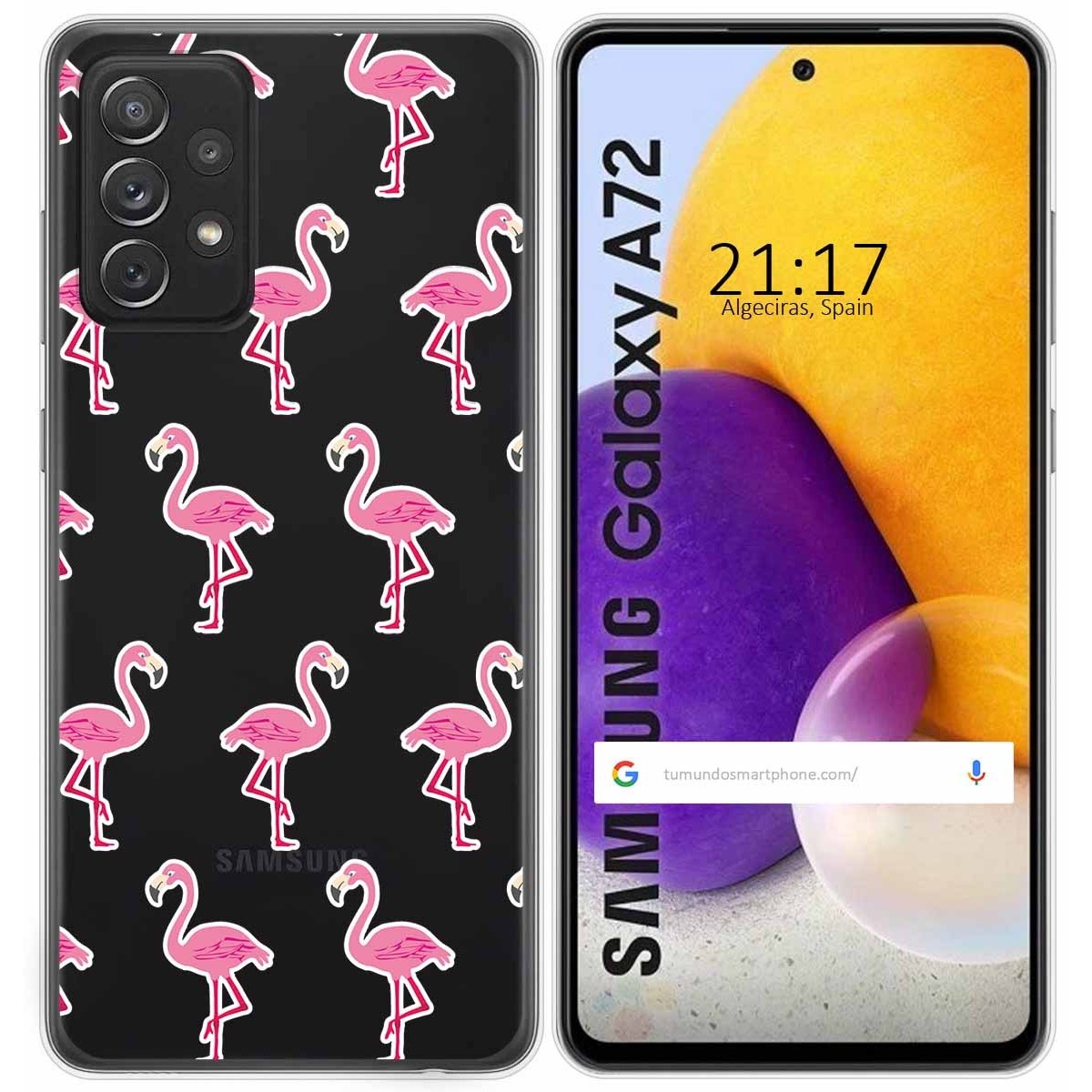 Funda Gel Transparente para Samsung Galaxy A72 diseño Flamenco Dibujos