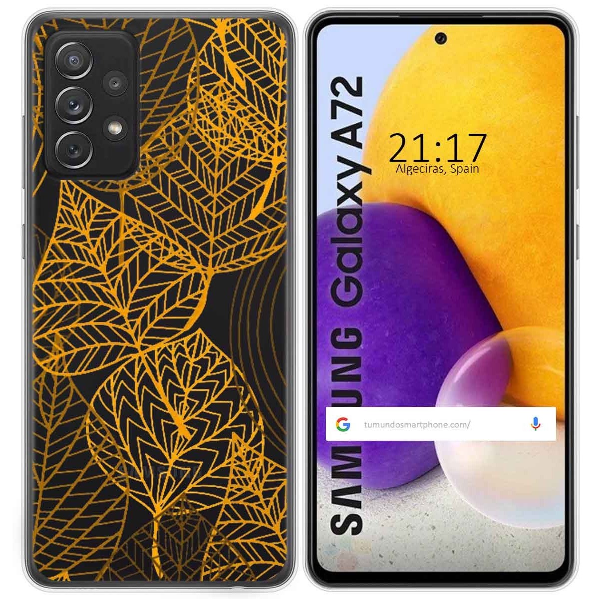 Funda Gel Transparente para Samsung Galaxy A72 diseño Hojas Dibujos
