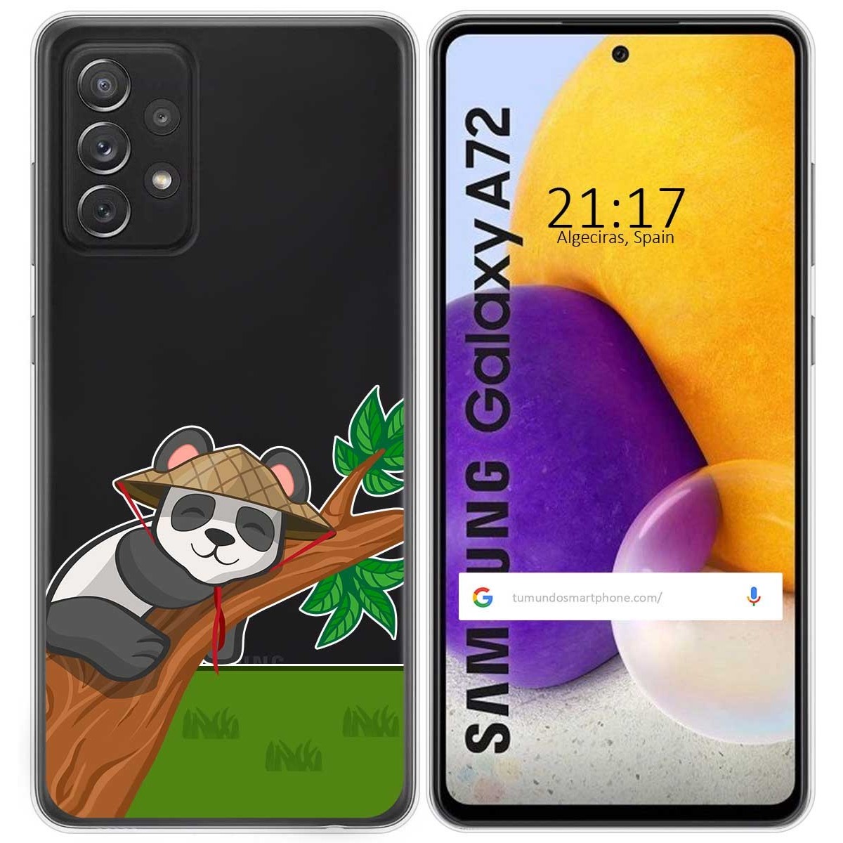 Funda Gel Transparente para Samsung Galaxy A72 diseño Panda Dibujos