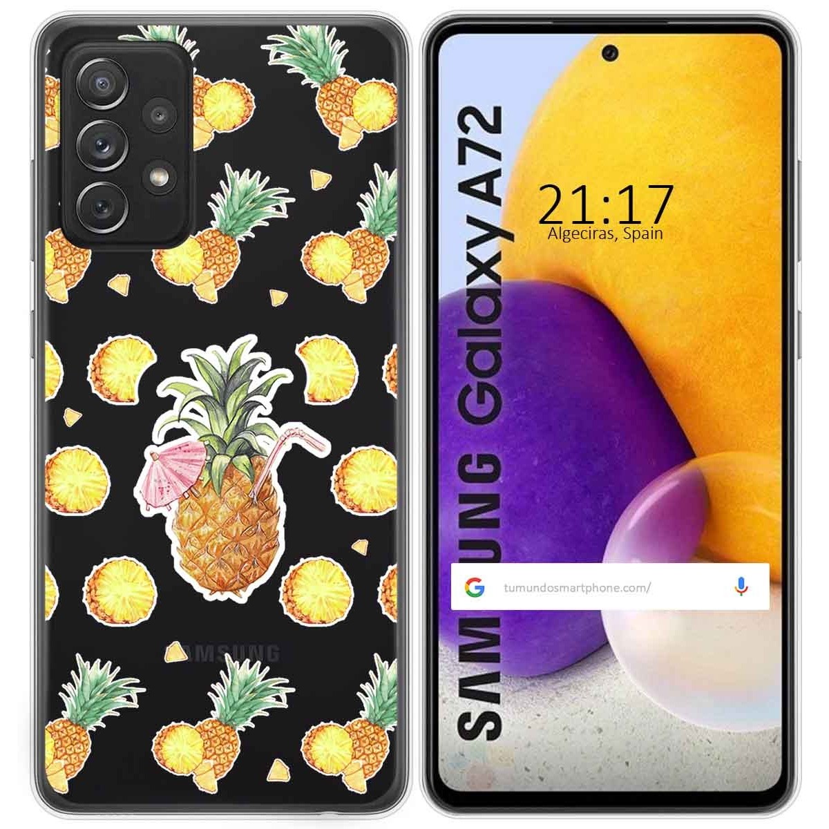 Funda Gel Transparente para Samsung Galaxy A72 diseño Piña Dibujos