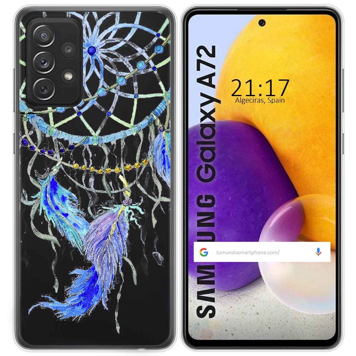 Funda Gel Transparente para Samsung Galaxy A72 diseño Plumas Dibujos