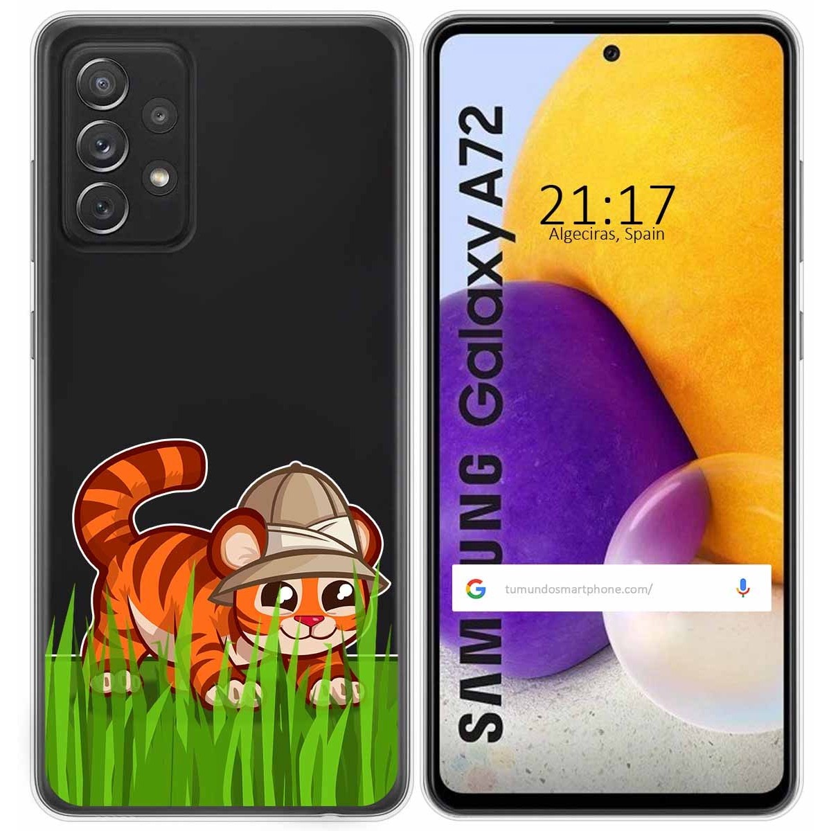 Funda Gel Transparente para Samsung Galaxy A72 diseño Tigre Dibujos