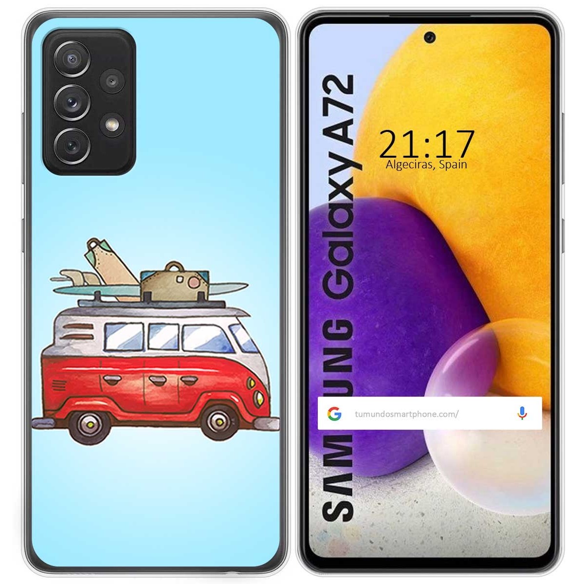 Funda Gel Tpu para Samsung Galaxy A72 diseño Furgoneta Dibujos