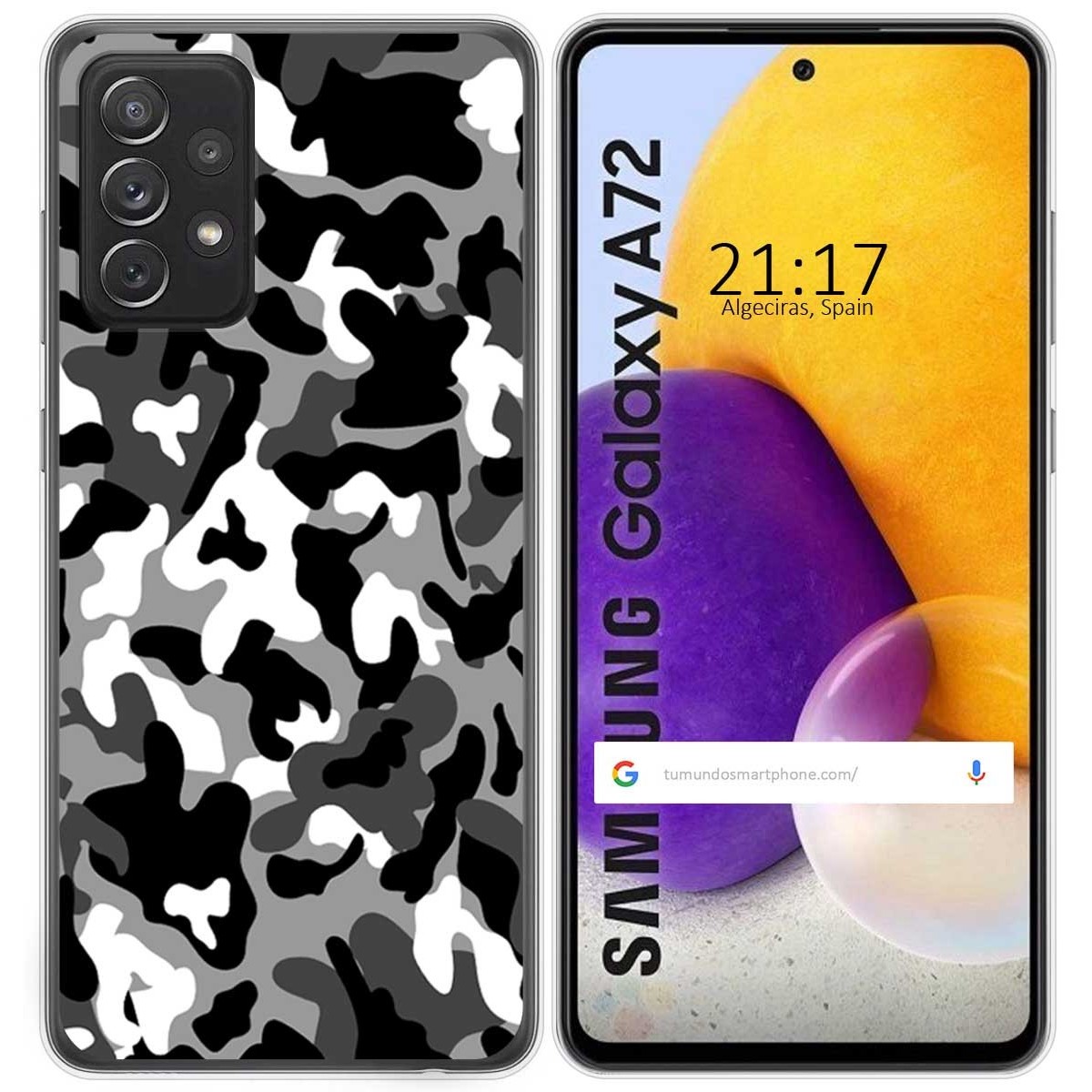 Funda Gel Tpu para Samsung Galaxy A72 diseño Snow Camuflaje Dibujos