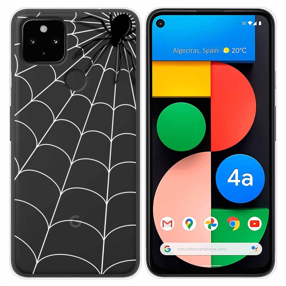 Funda Gel Transparente para Google Pixel 4a diseño Araña Dibujos