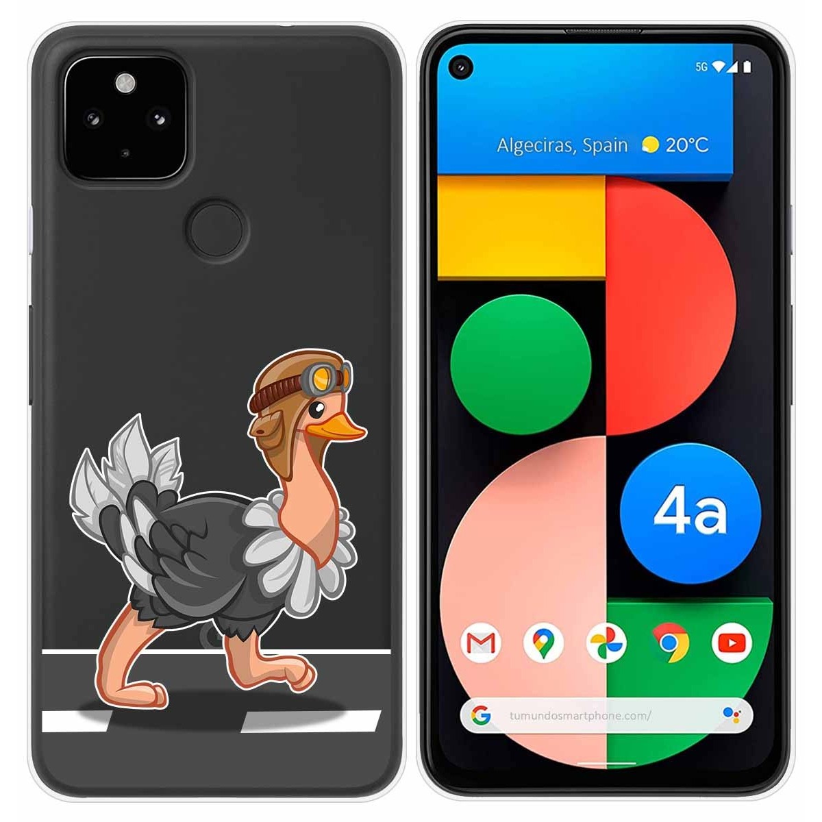 Funda Gel Transparente para Google Pixel 4a diseño Avestruz Dibujos