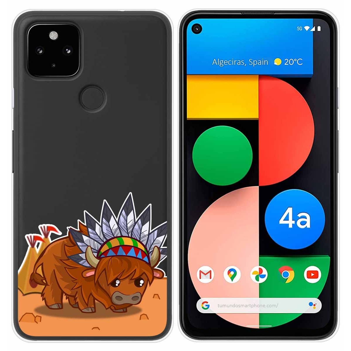 Funda Gel Transparente para Google Pixel 4a diseño Bufalo Dibujos
