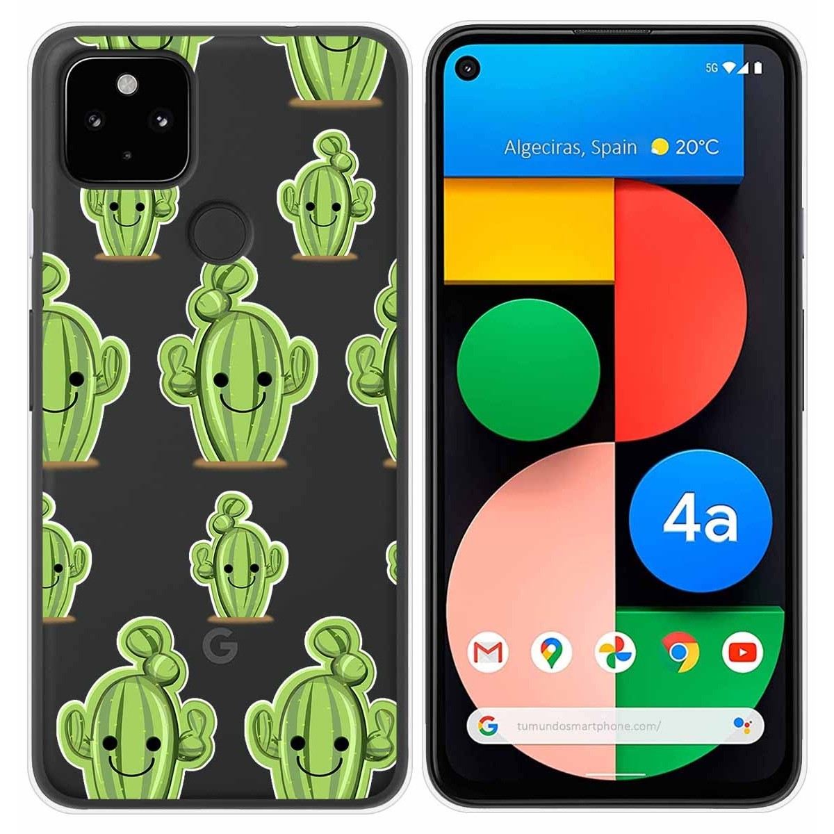 Funda Gel Transparente para Google Pixel 4a diseño Cactus Dibujos