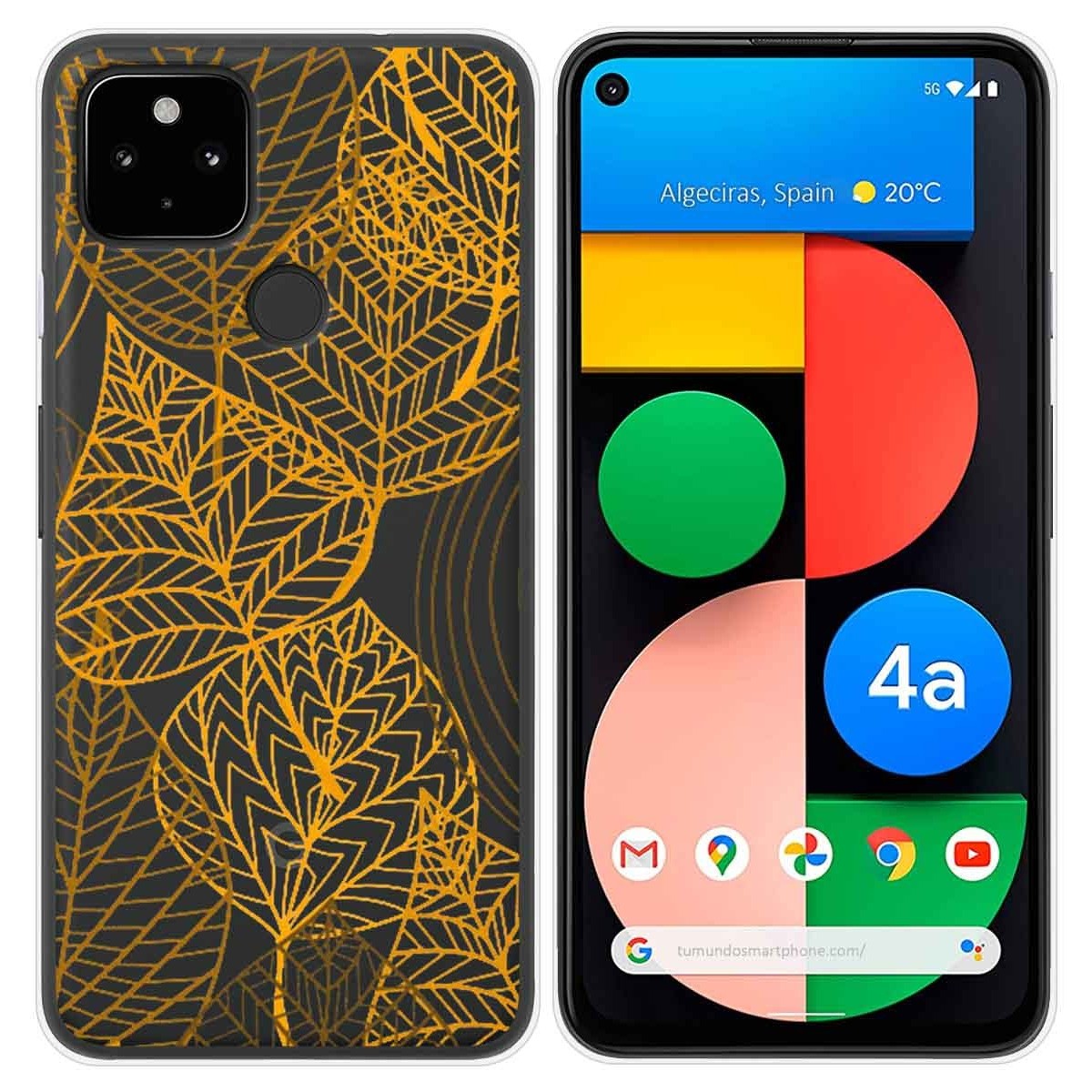 Funda Gel Transparente para Google Pixel 4a diseño Hojas Dibujos