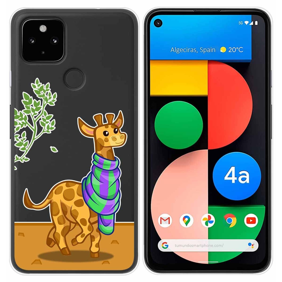 Funda Gel Transparente para Google Pixel 4a diseño Jirafa Dibujos