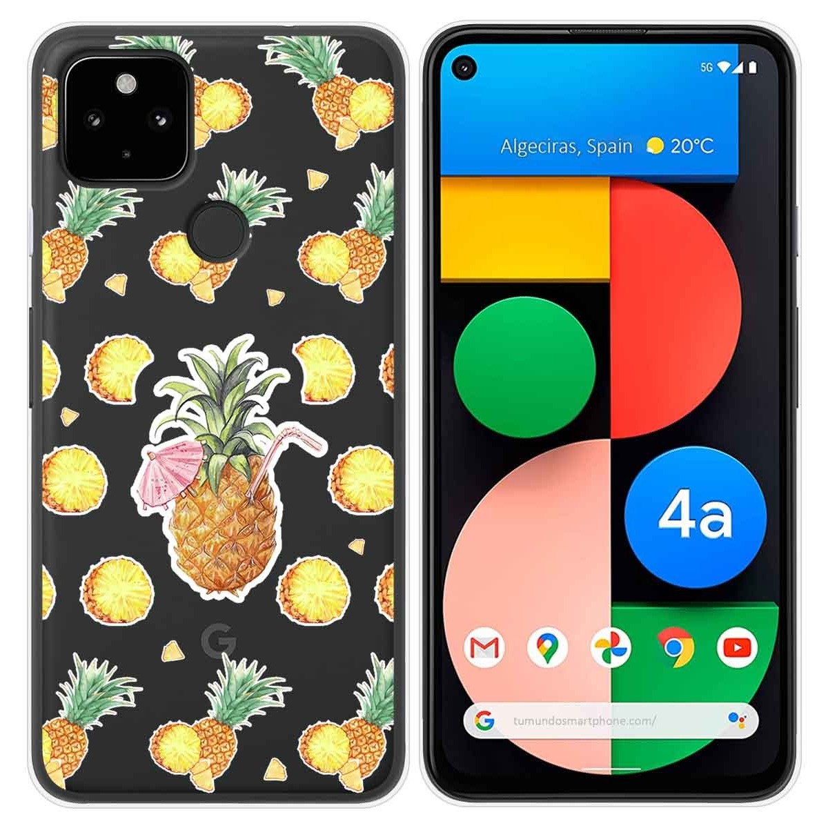 Funda Gel Transparente para Google Pixel 4a diseño Piña Dibujos