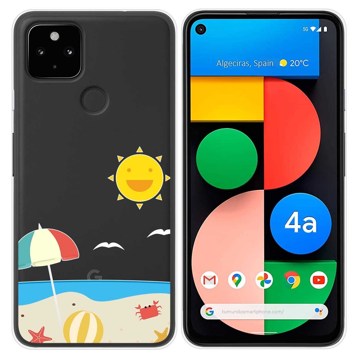Funda Gel Transparente para Google Pixel 4a diseño Playa Dibujos