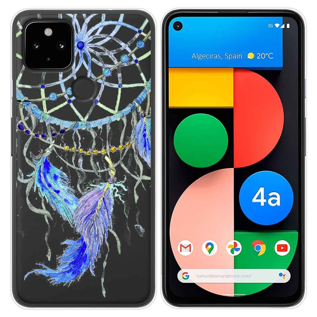 Funda Gel Transparente para Google Pixel 4a diseño Plumas Dibujos