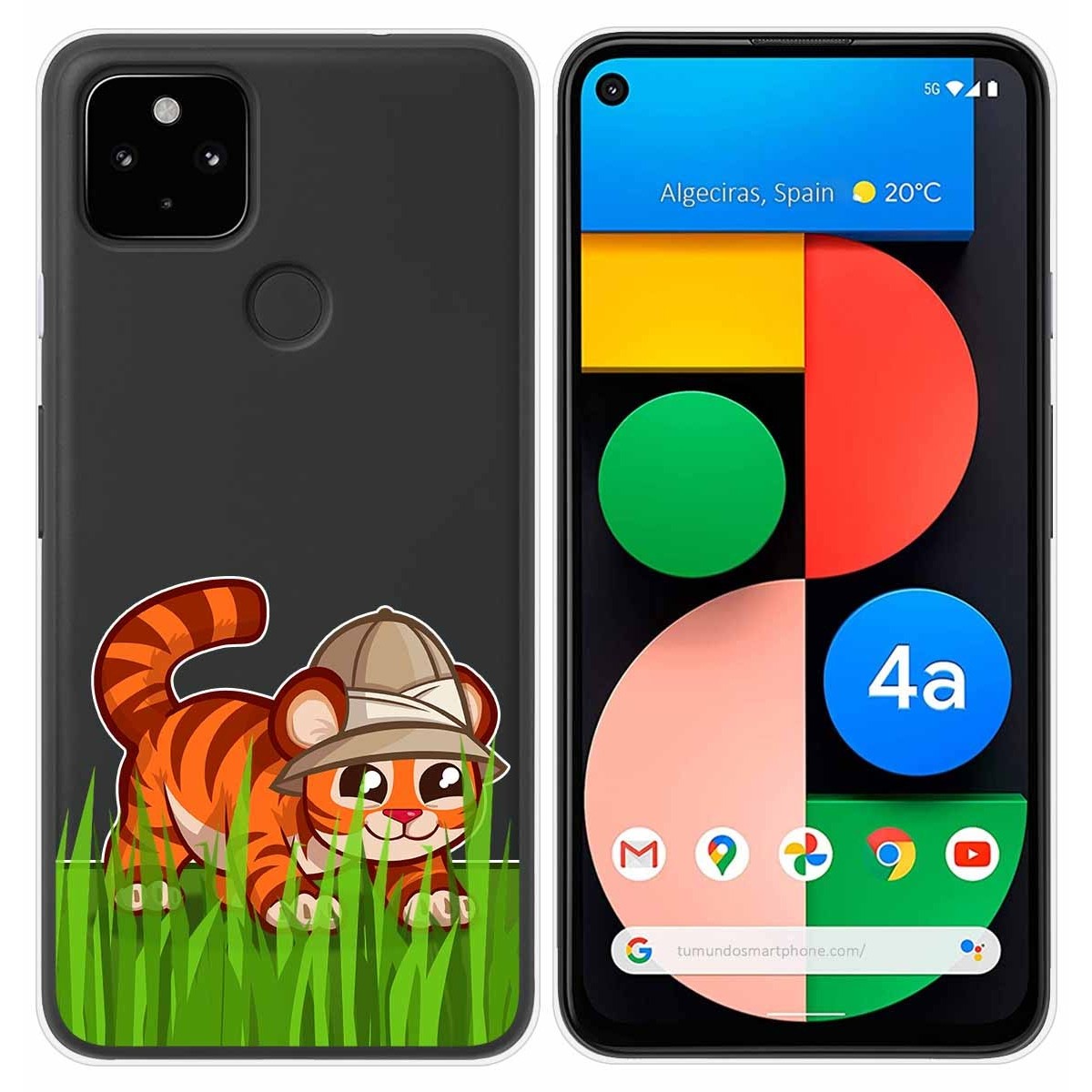 Funda Gel Transparente para Google Pixel 4a diseño Tigre Dibujos