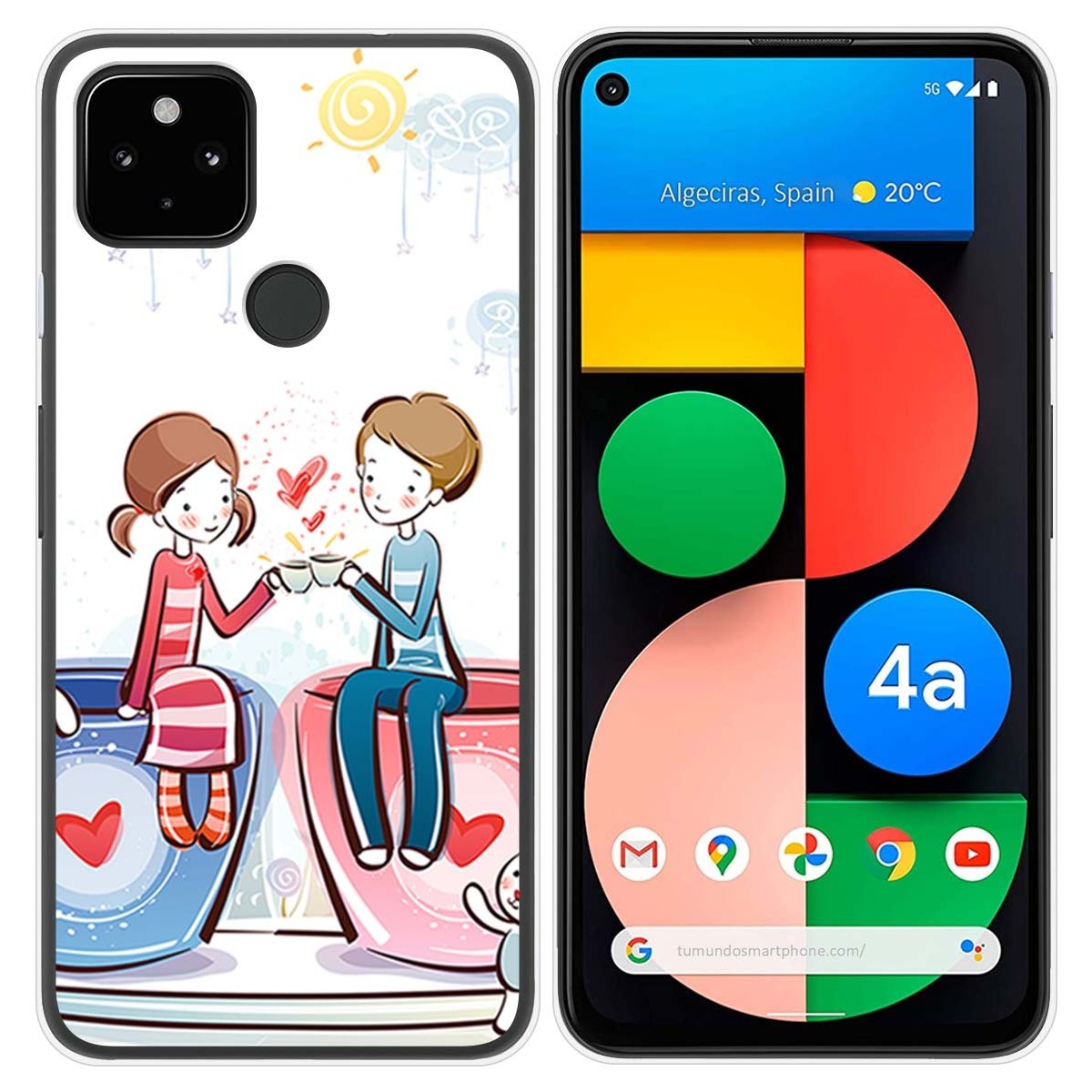 Funda Gel Tpu para Google Pixel 4a diseño Café Dibujos