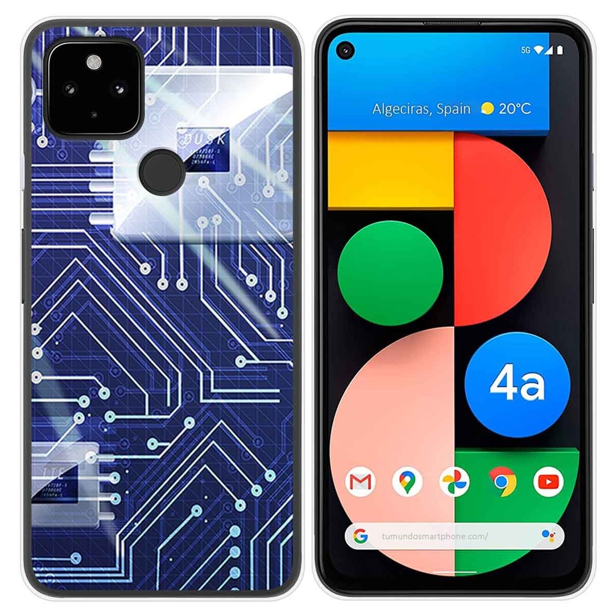 Funda Gel Tpu para Google Pixel 4a diseño Circuito Dibujos