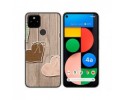 Funda Gel Tpu para Google Pixel 4a diseño Corazones Madera Dibujos