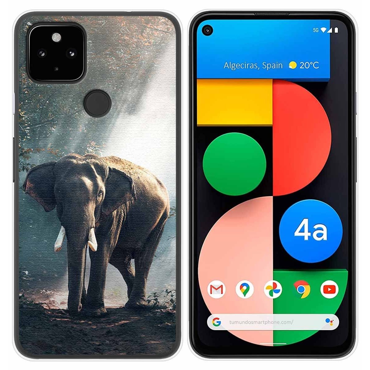 Funda Gel Tpu para Google Pixel 4a diseño Elefante Dibujos