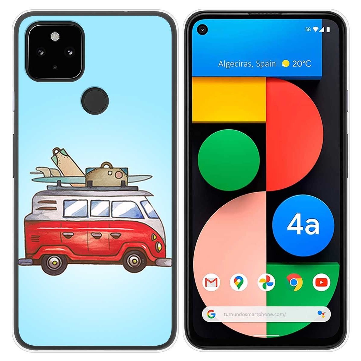 Funda Gel Tpu para Google Pixel 4a diseño Furgoneta Dibujos