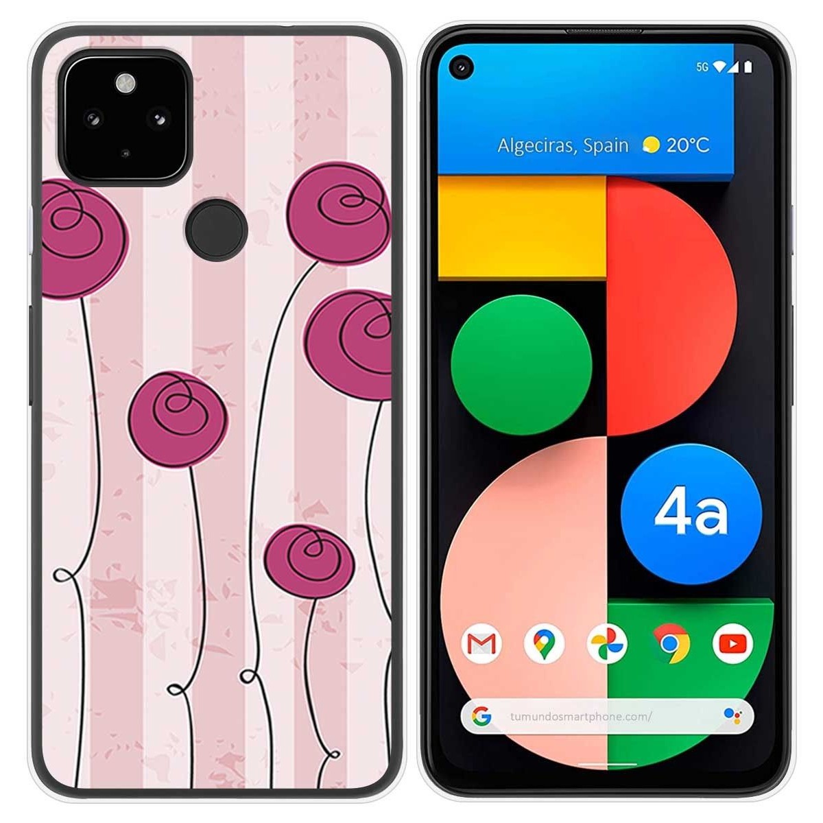 Funda Gel Tpu para Google Pixel 4a diseño Flores Vintage Dibujos