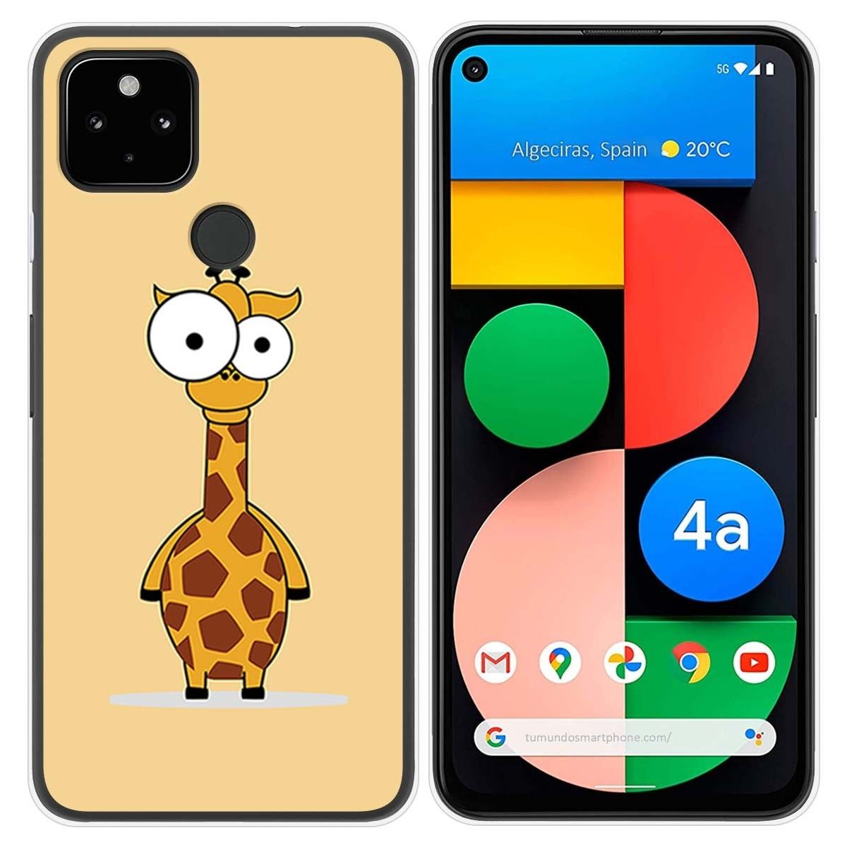 Funda Gel Tpu para Google Pixel 4a diseño Jirafa Dibujos