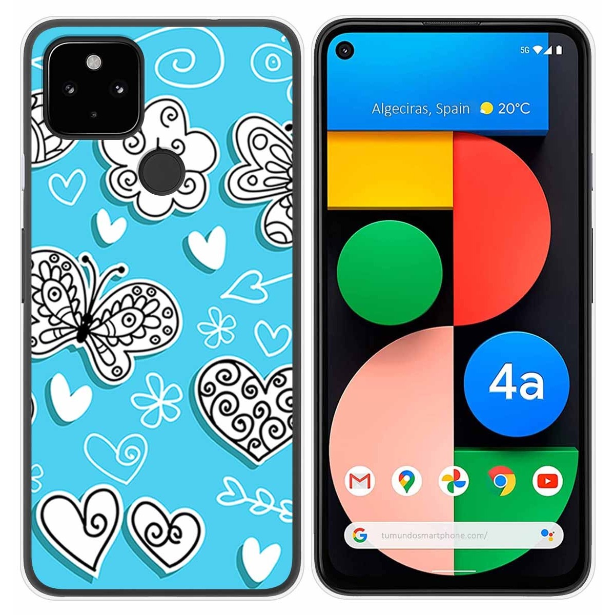 Funda Gel Tpu para Google Pixel 4a diseño Mariposas Dibujos