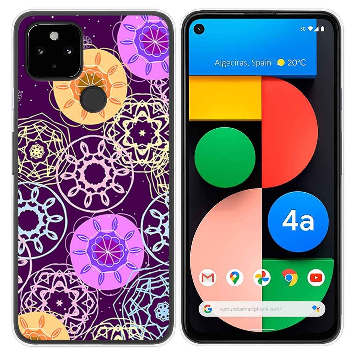 Funda Gel Tpu para Google Pixel 4a diseño Radial Dibujos
