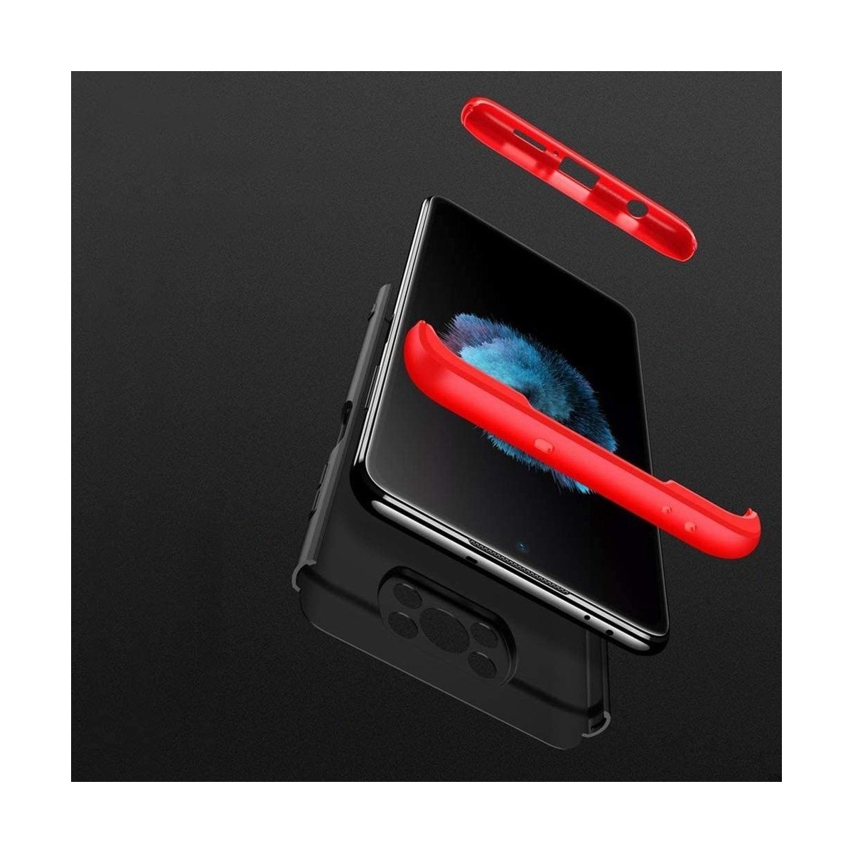 Funda Carcasa GKK 360 para Xiaomi POCO X3 NFC / X3 PRO color Negra / Roja
