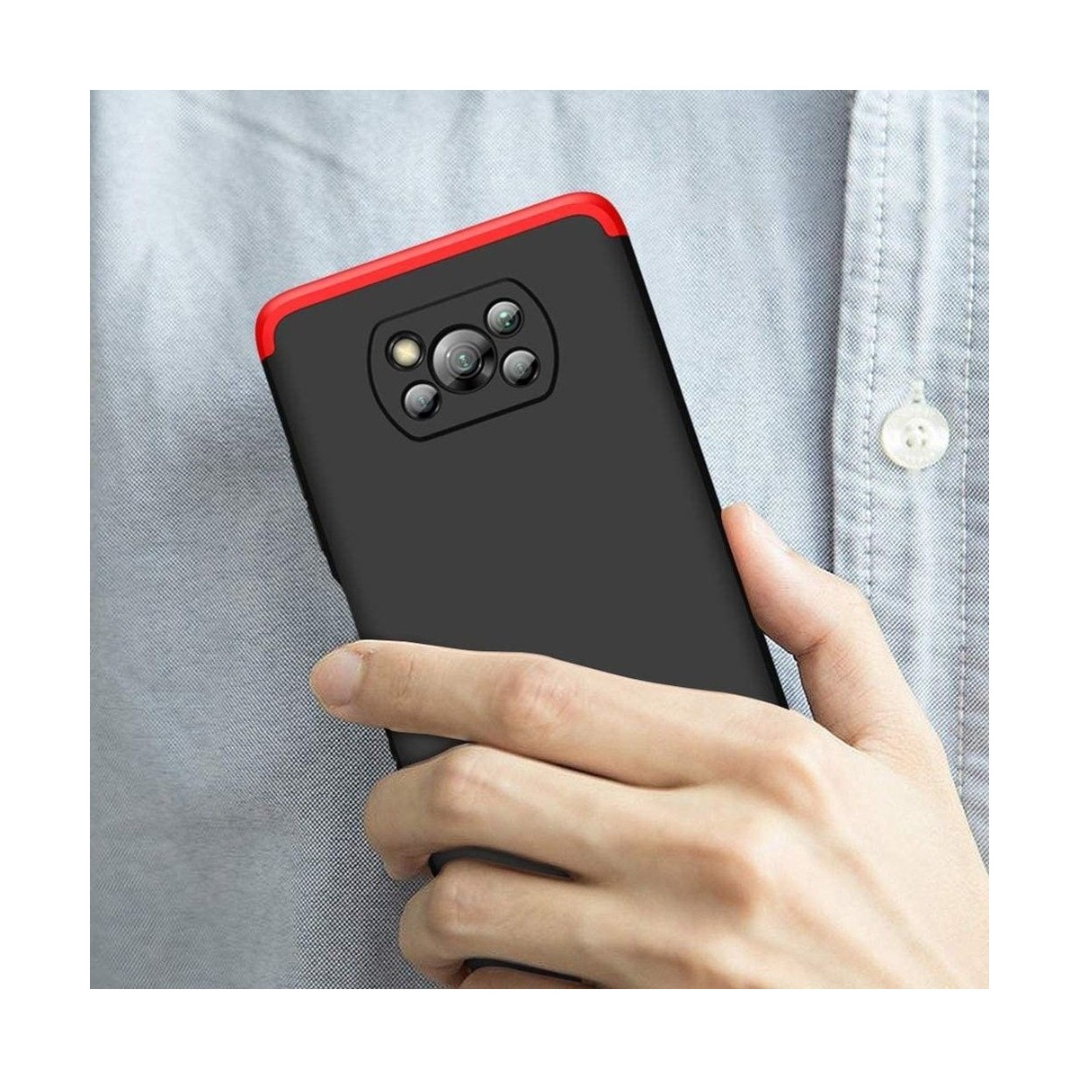 Funda Carcasa GKK 360 para Xiaomi POCO X3 NFC / X3 PRO color Negra / Roja