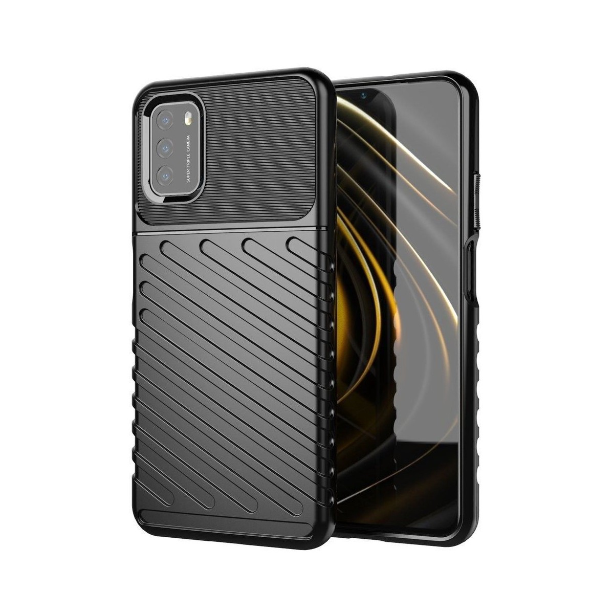 Funda Gel Flexible Thunder Armor Rugged para  Xiaomi POCO M3 / Redmi 9T color Negra