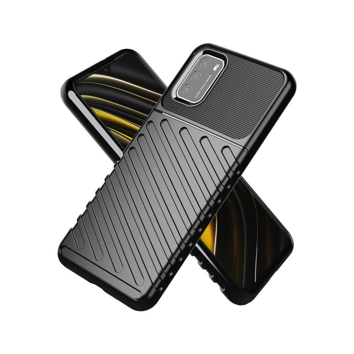 Funda Gel Flexible Thunder Armor Rugged para  Xiaomi POCO M3 / Redmi 9T color Negra