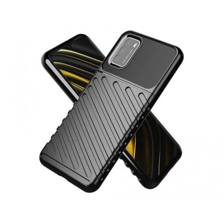 Funda Gel Flexible Thunder Armor Rugged para  Xiaomi POCO M3 / Redmi 9T color Negra