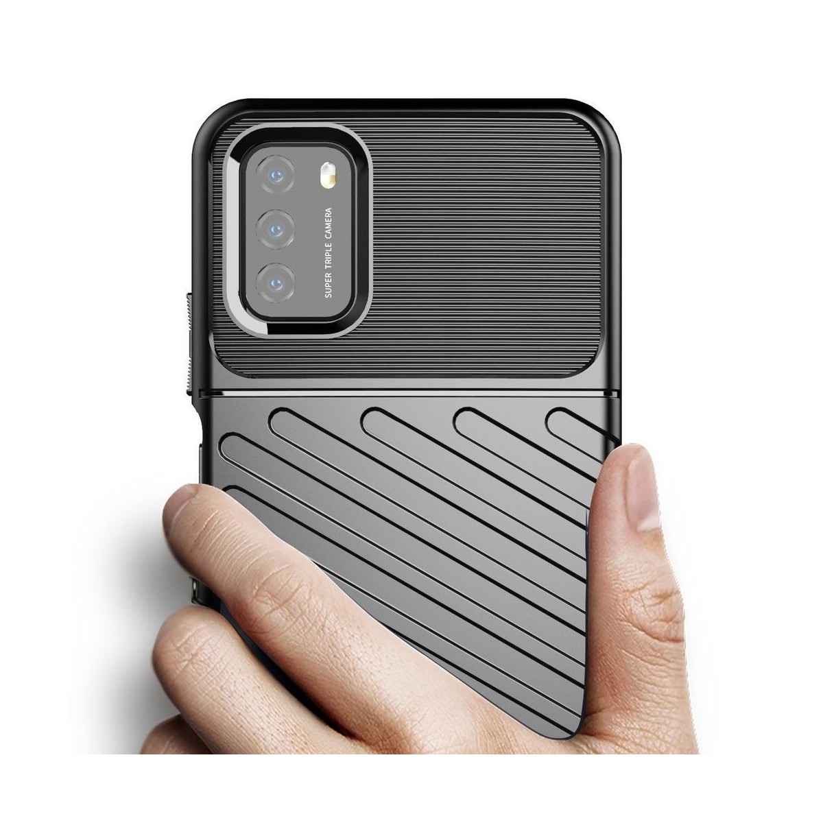 Funda Gel Flexible Thunder Armor Rugged para  Xiaomi POCO M3 / Redmi 9T color Negra