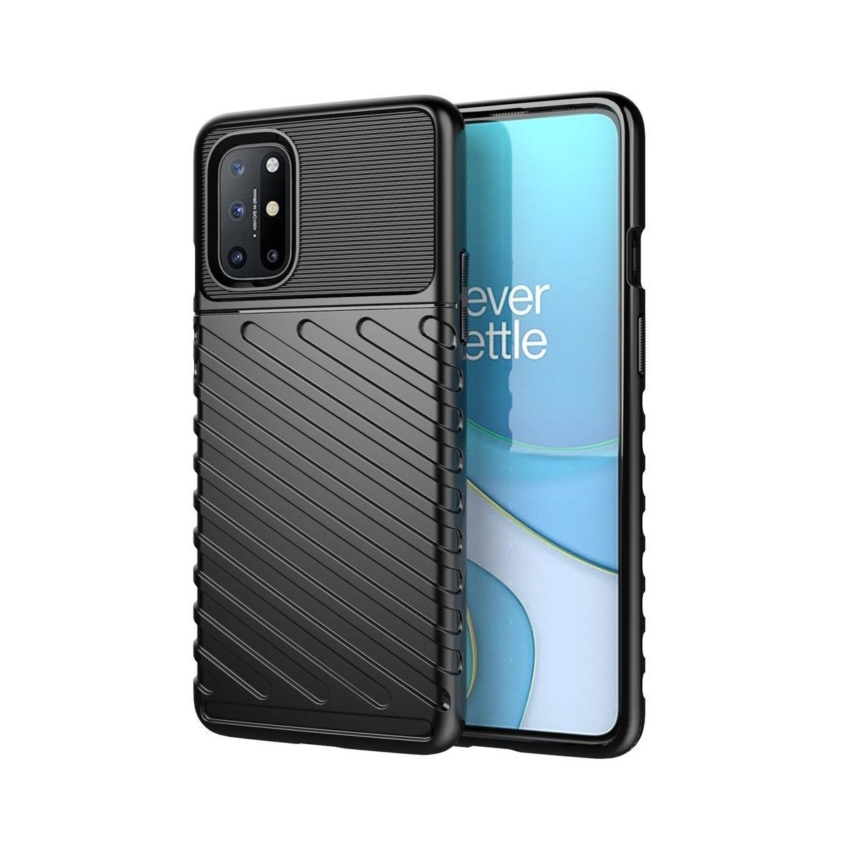 Funda Gel Flexible Thunder Armor Rugged para OnePlus 8T 5G color Negra