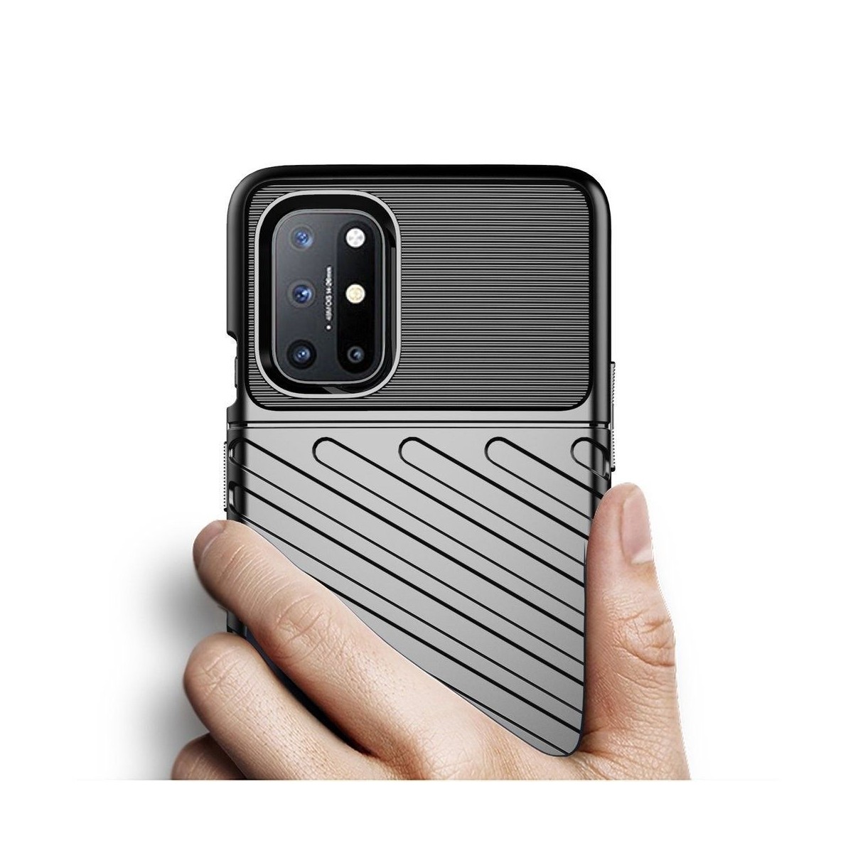 Funda Gel Flexible Thunder Armor Rugged para OnePlus 8T 5G color Negra