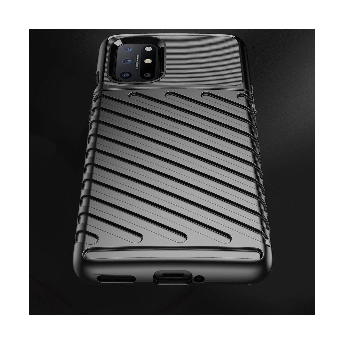 Funda Gel Flexible Thunder Armor Rugged para OnePlus 8T 5G color Negra