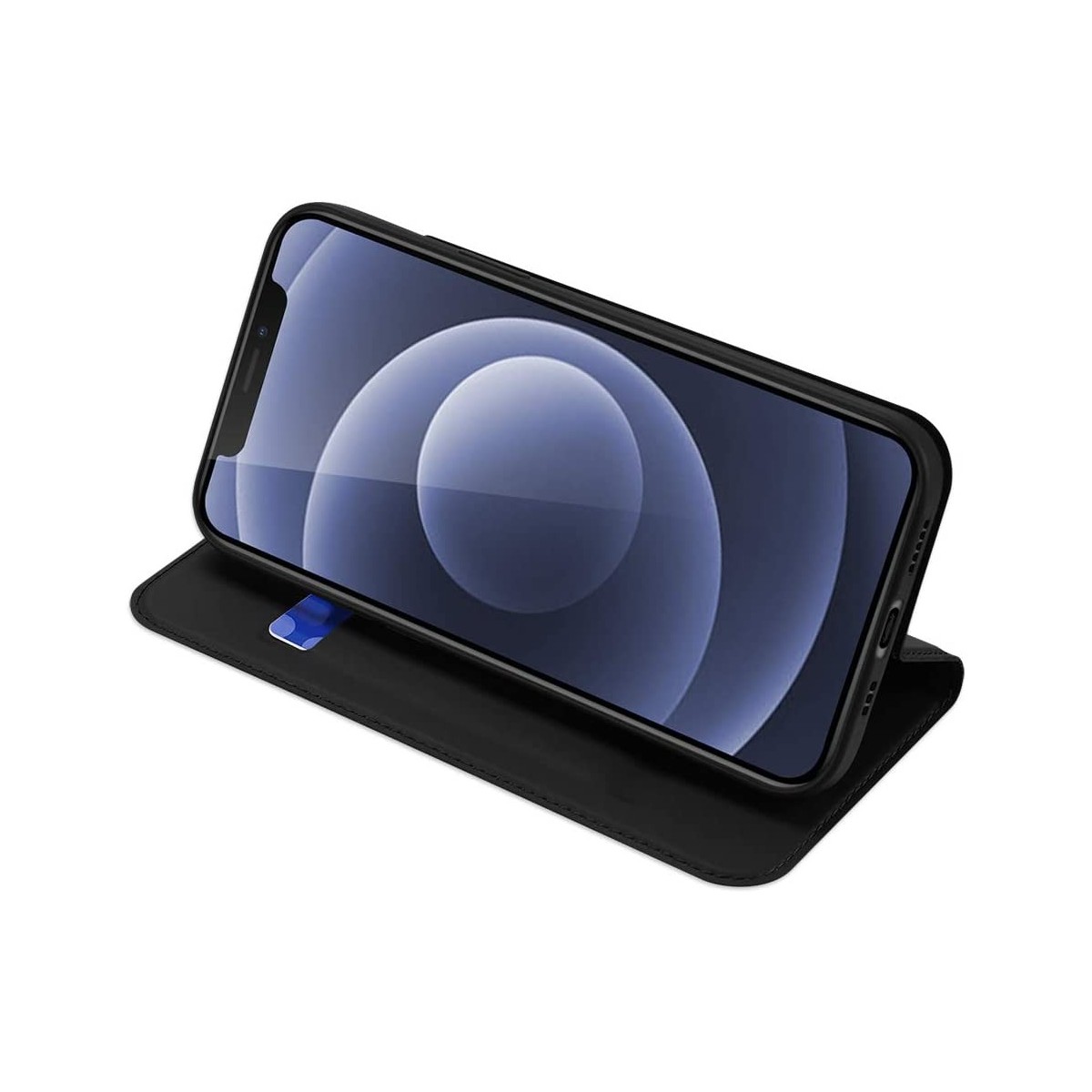 Funda Piel Soporte Magnética Dux Ducis para Iphone 12 Mini (5.4) color Negra