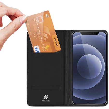 Funda Piel Soporte Magnética Dux Ducis para Iphone 12 Mini (5.4) color Negra