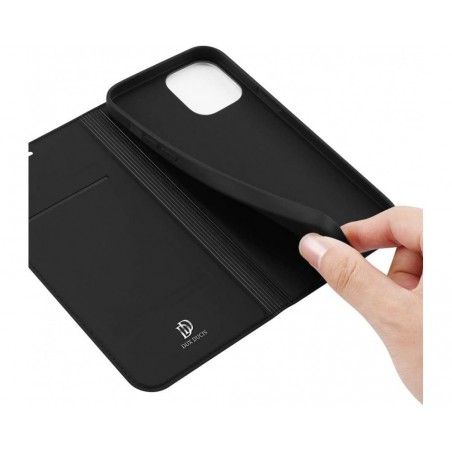 Funda Piel Soporte Magnética Dux Ducis para Iphone 12 Mini (5.4) color Negra