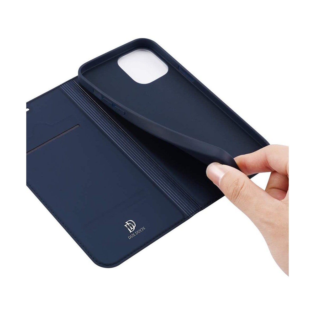 Funda Piel Soporte Magnética Dux Ducis para Iphone 12 Mini (5.4) color Azul