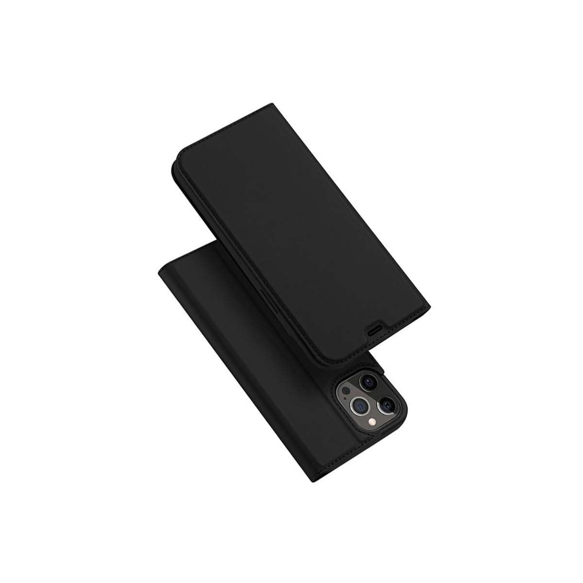 Funda Piel Soporte Magnética Dux Ducis para Iphone 12 Pro Max (6.7) color Negra