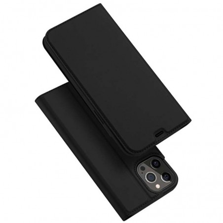 Funda Piel Soporte Magnética Dux Ducis para Iphone 12 Pro Max (6.7) color Negra
