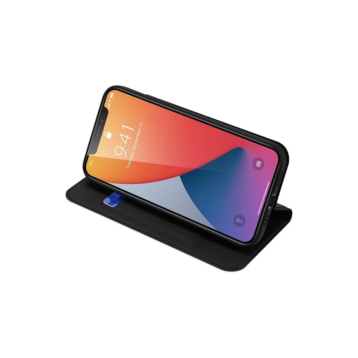 Funda Piel Soporte Magnética Dux Ducis para Iphone 12 Pro Max (6.7) color Negra