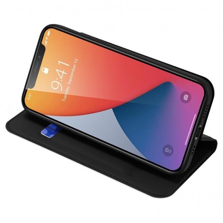 Funda Piel Soporte Magnética Dux Ducis para Iphone 12 Pro Max (6.7) color Negra