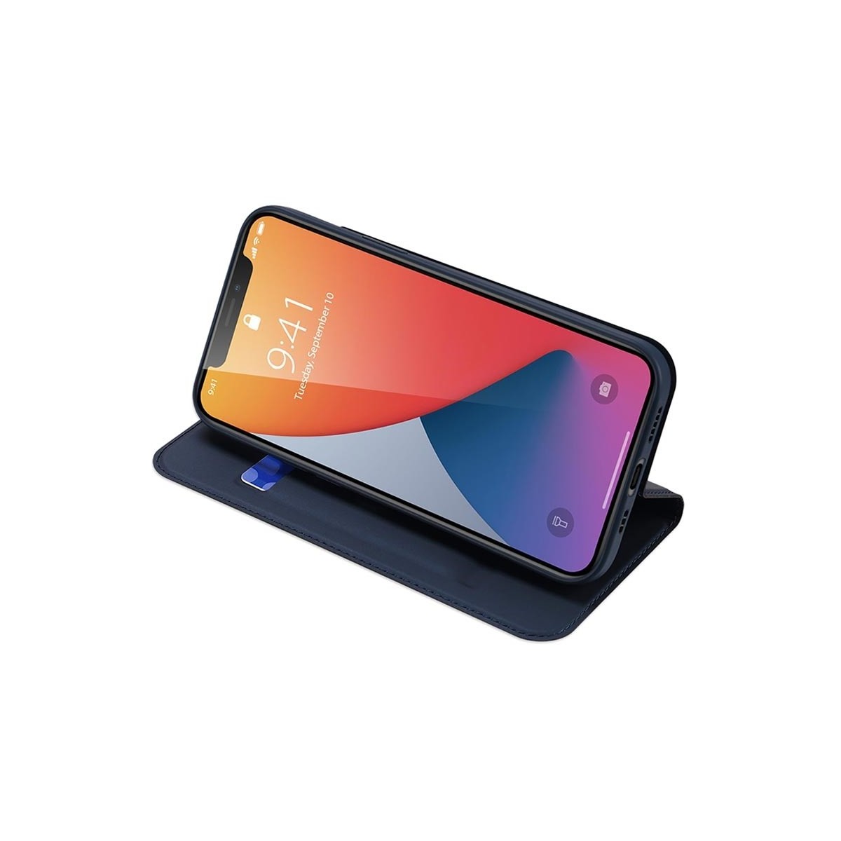 Funda Piel Soporte Magnética Dux Ducis para Iphone 12 Pro Max (6.7) color Azul