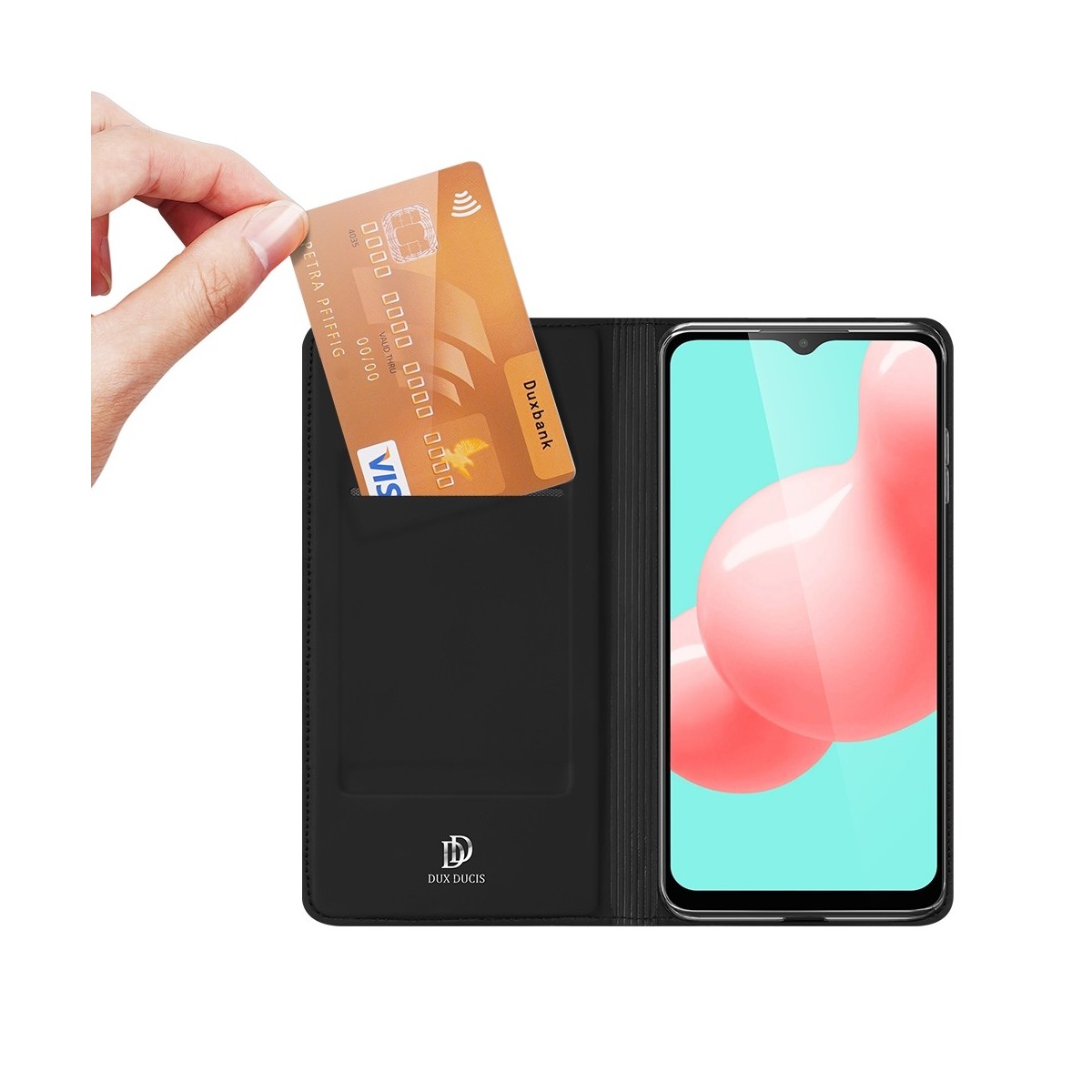 Funda Piel Soporte Magnética Dux Ducis para Samsung Galaxy A32 5G color Negra
