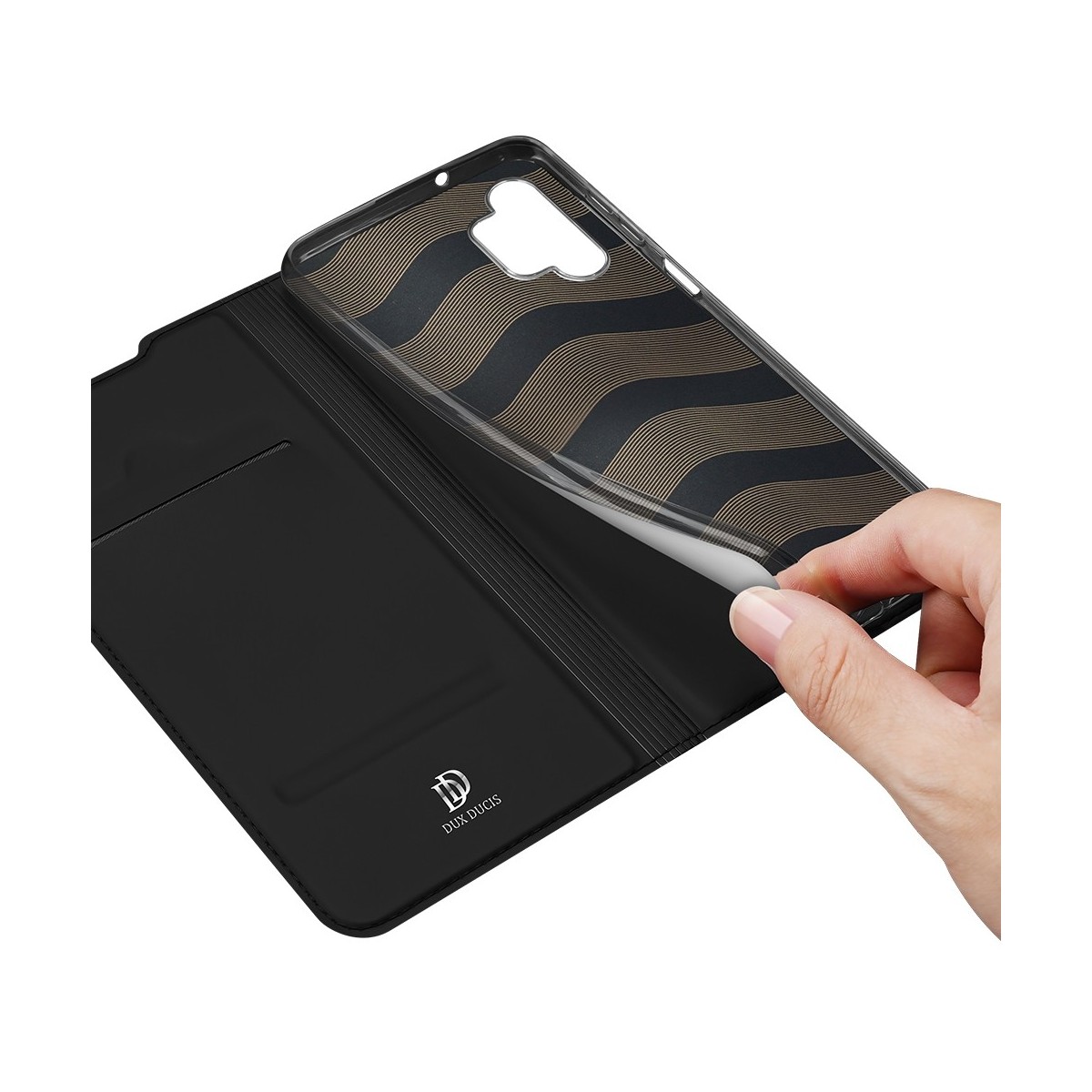 Funda Piel Soporte Magnética Dux Ducis para Samsung Galaxy A32 5G color Negra