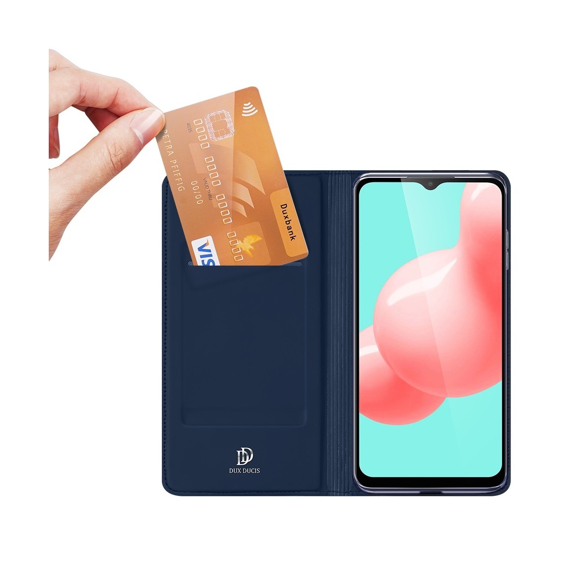 Funda Piel Soporte Magnética Dux Ducis para Samsung Galaxy A32 5G color Azul